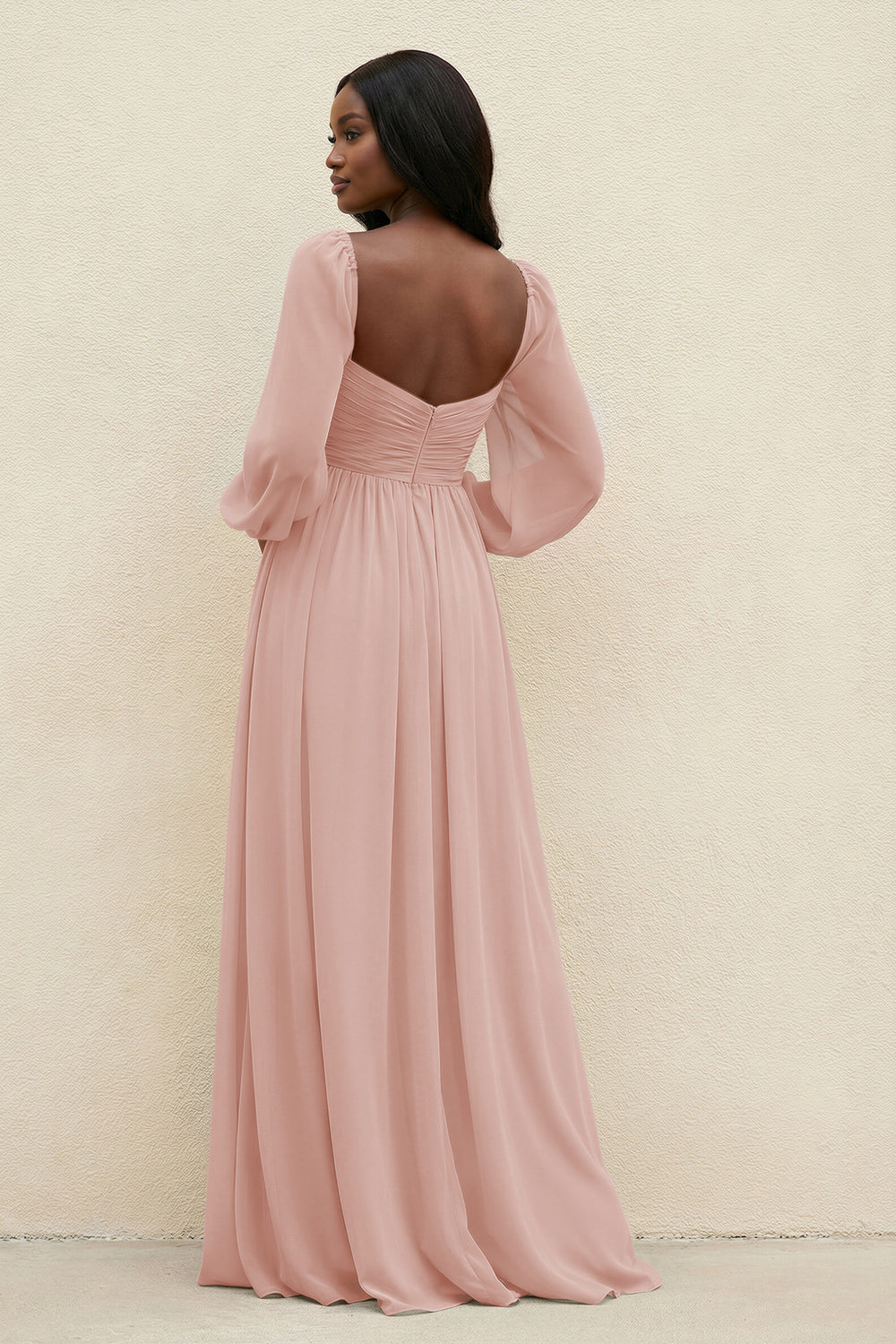 Sweetheart Long Sleeve A-Line Bridesmaid Dress in English Rose