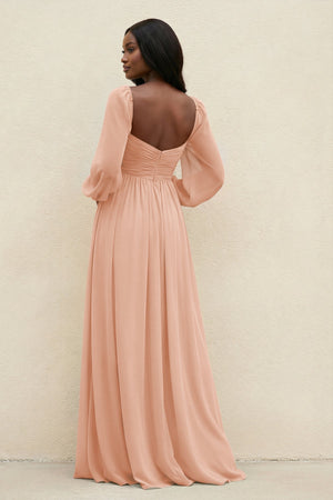 Sweetheart Long Sleeve A - Line Bridesmaid Dress in English Rose - SHE IS ME Bridesmaid Dresses