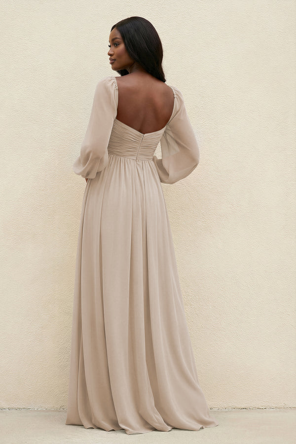 Sweetheart Long Sleeve A - Line Bridesmaid Dress in Frost - SHE IS ME Bridesmaid Dresses