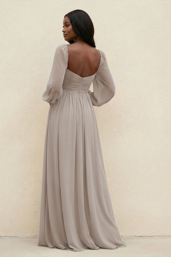 Sweetheart Long Sleeve A-Line Bridesmaid Dress in Frost | KISSBRIDAL
