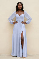 Sweetheart Long Sleeve A - Line Bridesmaid Dress in Ice - SHE IS ME Bridesmaid Dresses