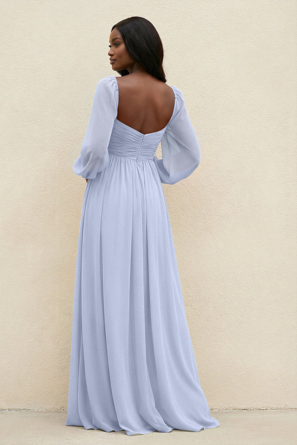Sweetheart Long Sleeve A - Line Bridesmaid Dress in Ice - SHE IS ME Bridesmaid Dresses