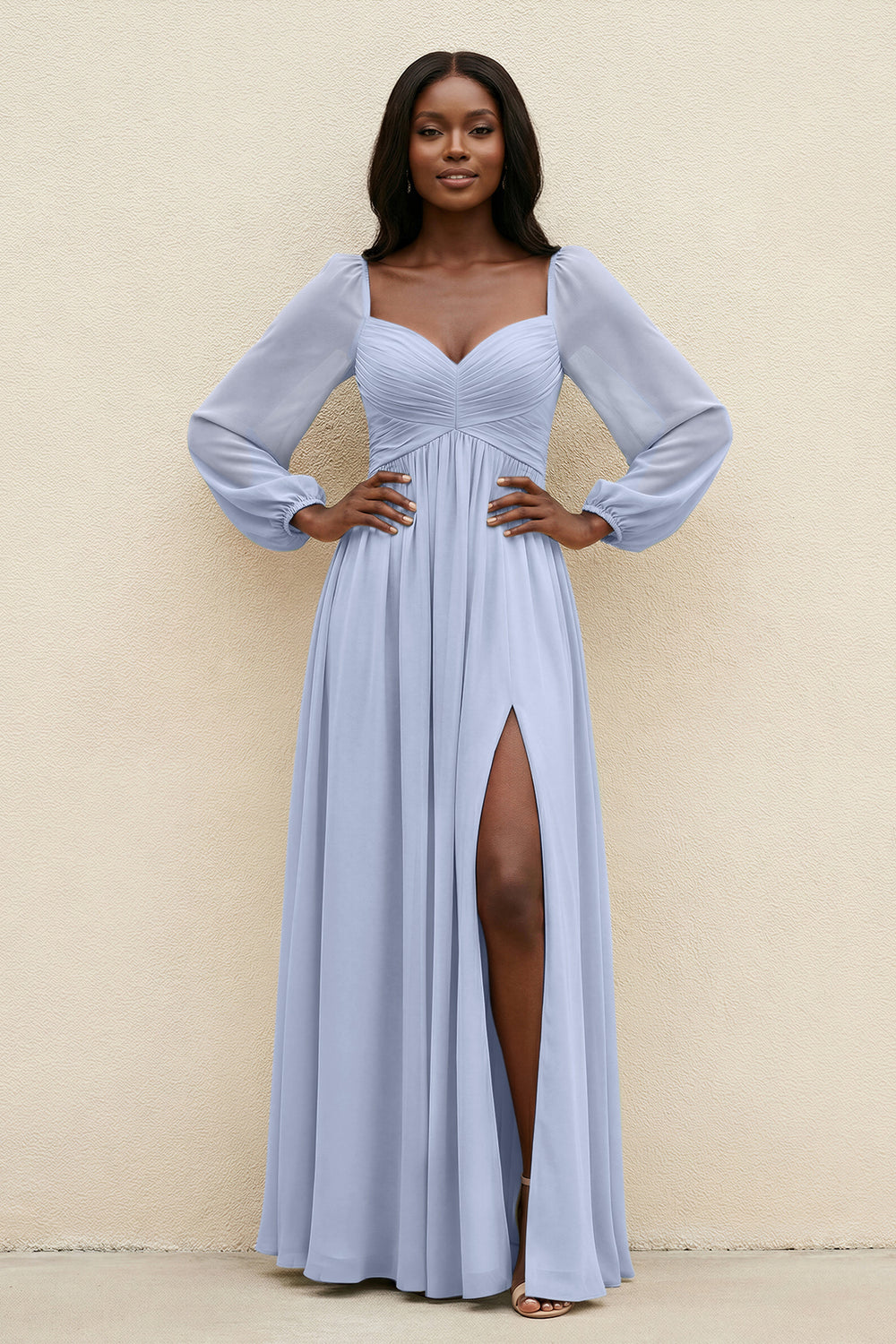 Sweetheart Long Sleeve A-Line Bridesmaid Dress in Ice