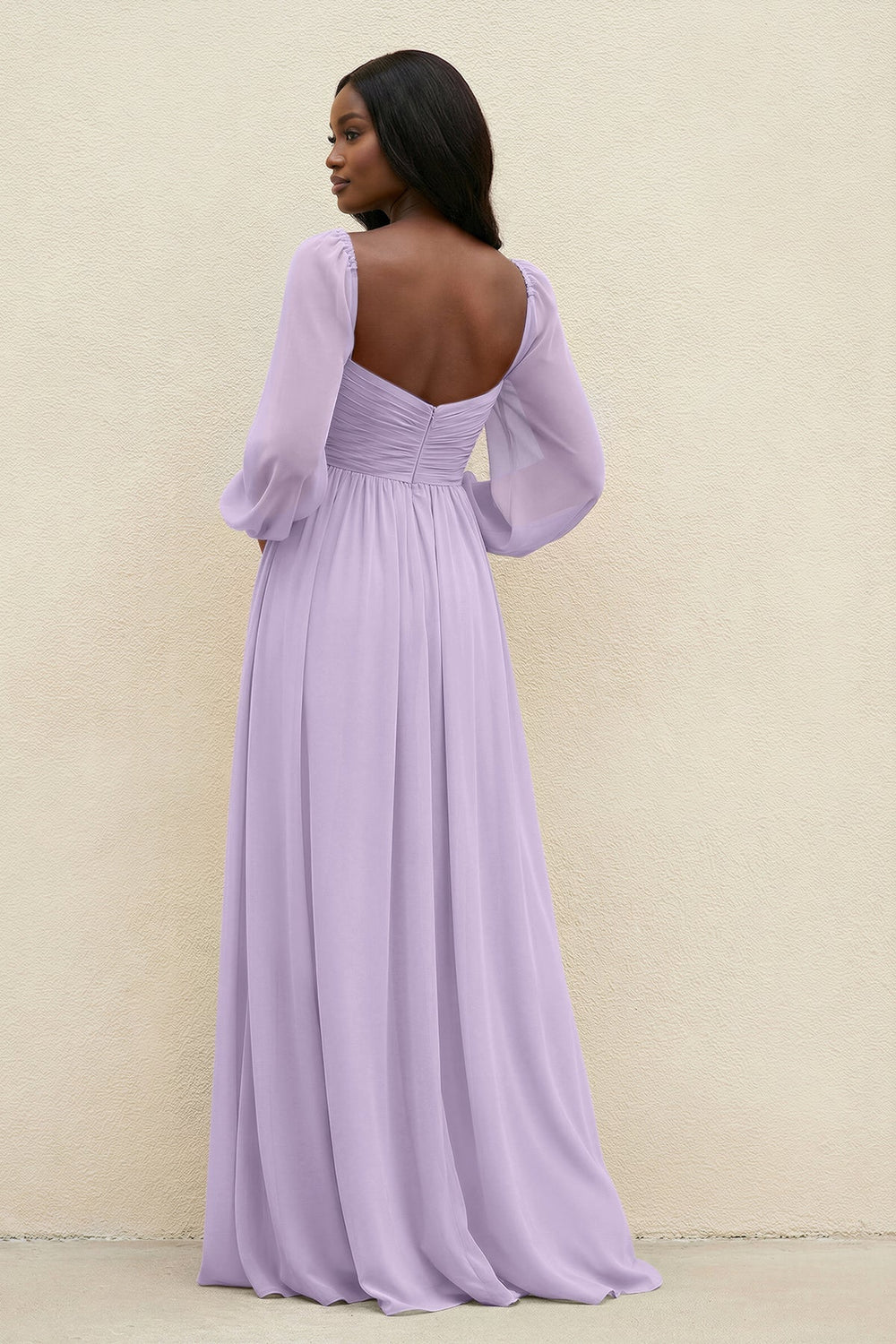 Sweetheart Long Sleeve A - Line Bridesmaid Dress in Lavender - KISS BRIDAL Bridesmaid Dresses