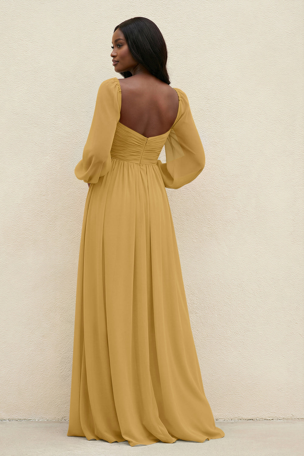 Sweetheart Long Sleeve A-Line Bridesmaid Dress in Marigold