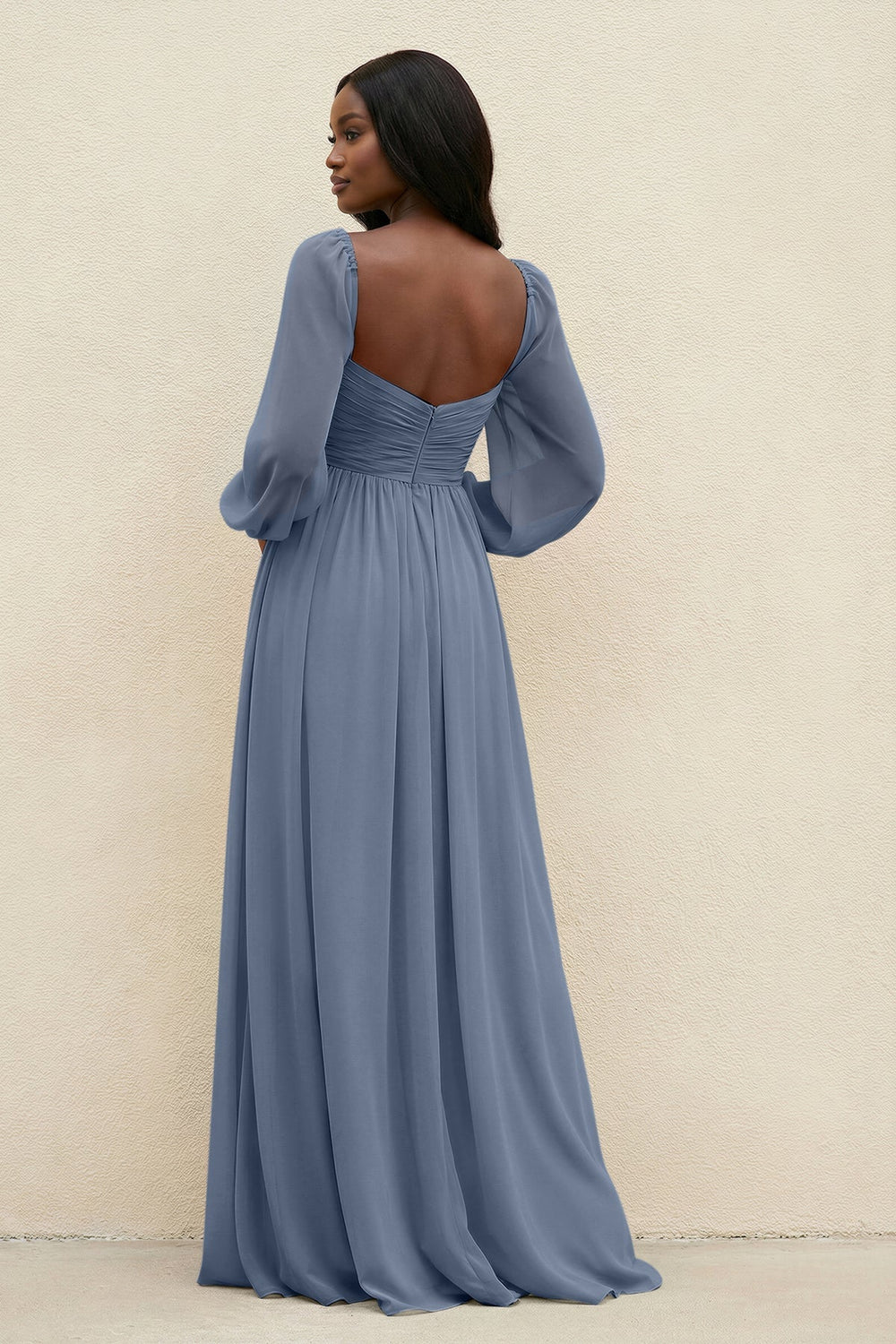 Sweetheart Long Sleeve A - Line Bridesmaid Dress in Neptune - KISS BRIDAL Bridesmaid Dresses