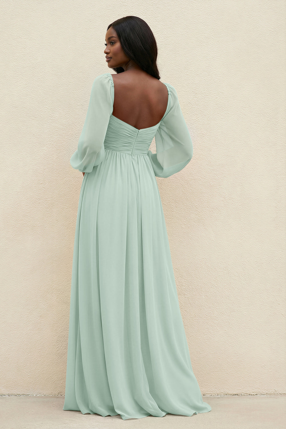 Sweetheart Long Sleeve A-Line Bridesmaid Dress in Sage