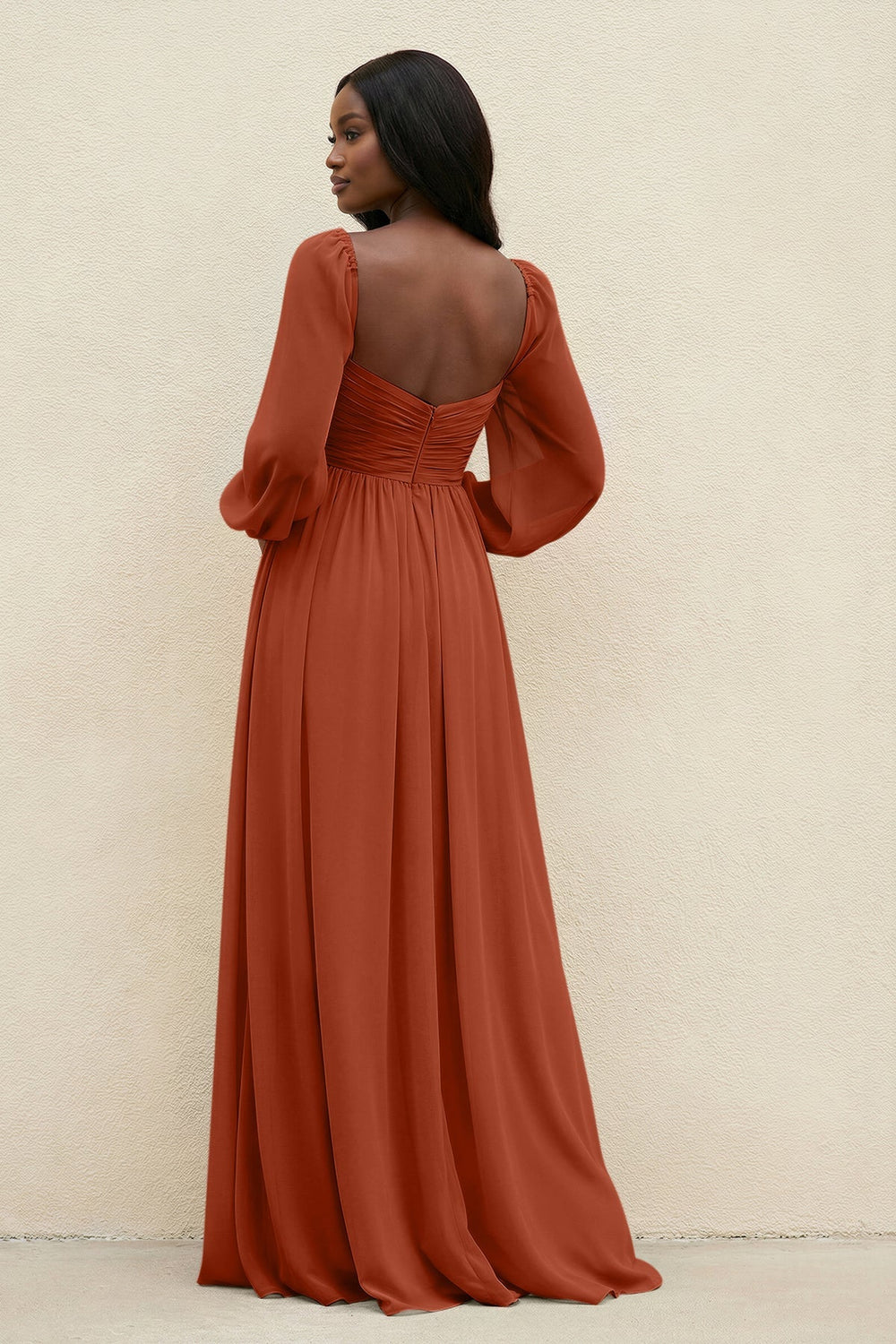 Sweetheart Long Sleeve A - Line Bridesmaid Dress in Spice - KISS BRIDAL Bridesmaid Dresses