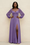 Sweetheart Long Sleeve A - Line Bridesmaid Dress in Tahiti - SHE IS ME Bridesmaid Dresses