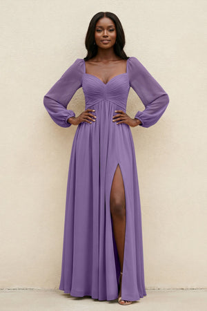 Sweetheart Long Sleeve A - Line Bridesmaid Dress in Tahiti - SHE IS ME Bridesmaid Dresses