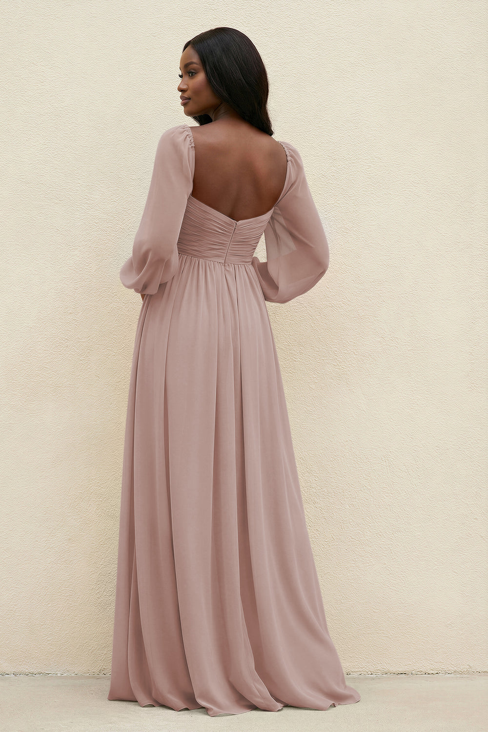 Sweetheart Long Sleeve A-Line Bridesmaid Dress in Toffee