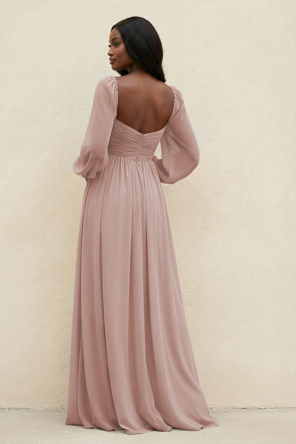 Sweetheart Long Sleeve A - Line Bridesmaid Dress in Toffee - KISS BRIDAL Bridesmaid Dresses