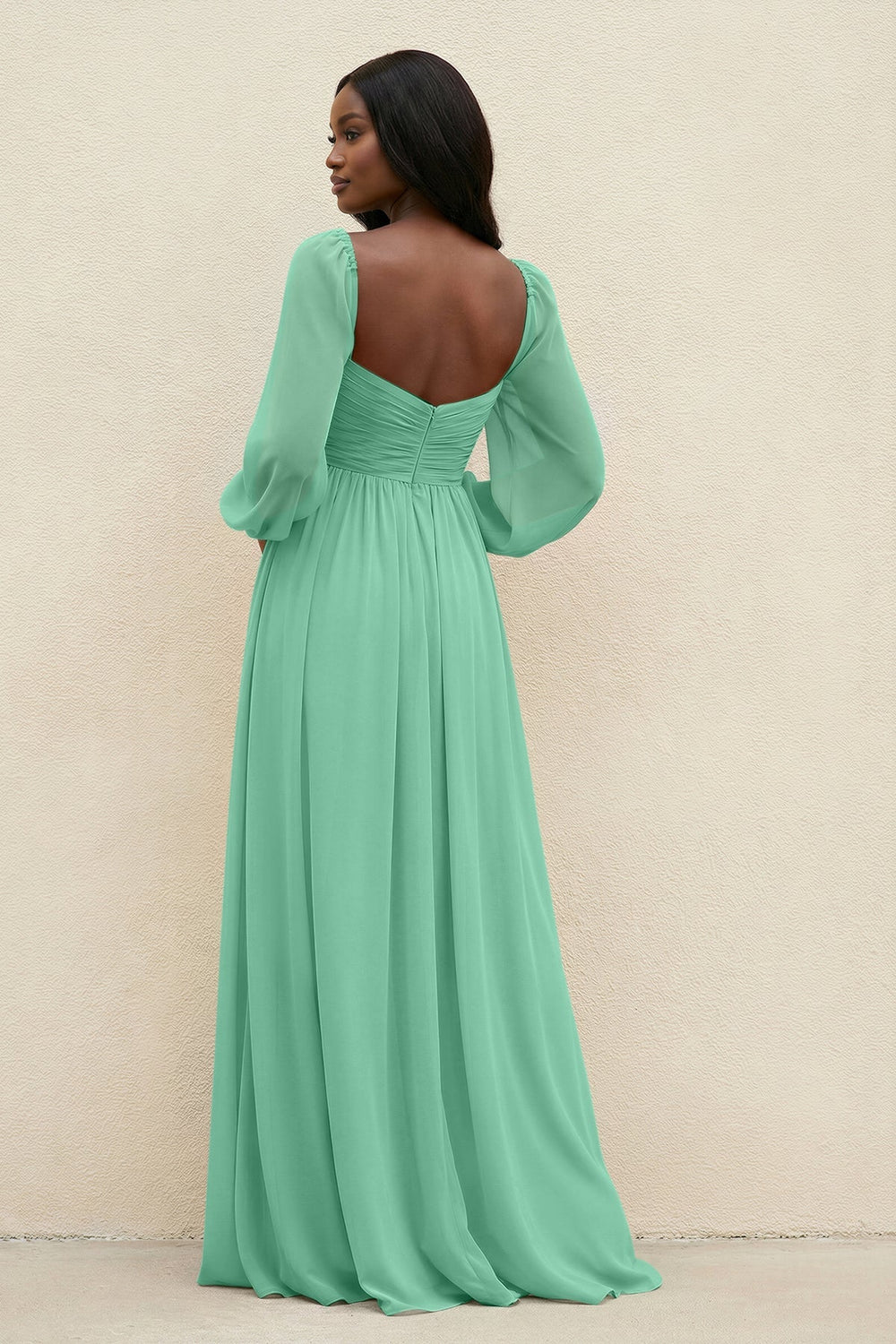 Sweetheart Long Sleeve A - Line Bridesmaid Dress in Turquoise - KISS BRIDAL Bridesmaid Dresses