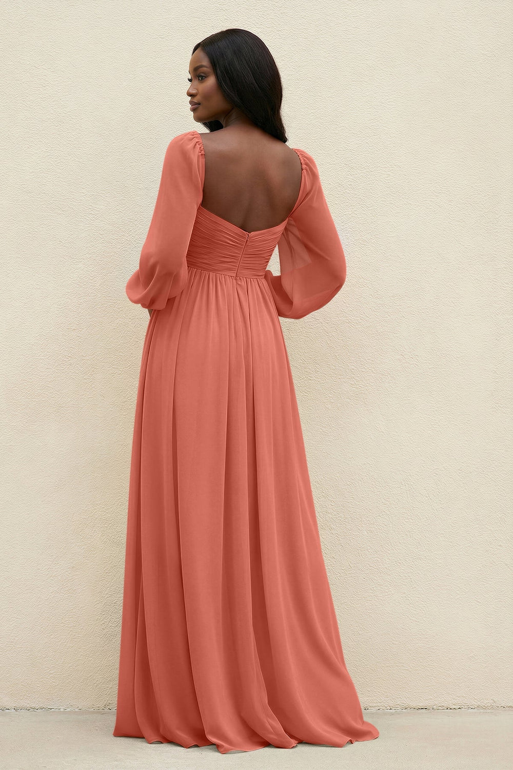 Sweetheart Long Sleeve A - Line Bridesmaid Dress in Wild Rose - KISS BRIDAL Bridesmaid Dresses