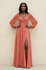Sweetheart Long Sleeve A - Line Bridesmaid Dress in Wild Rose - KISS BRIDAL Bridesmaid Dresses