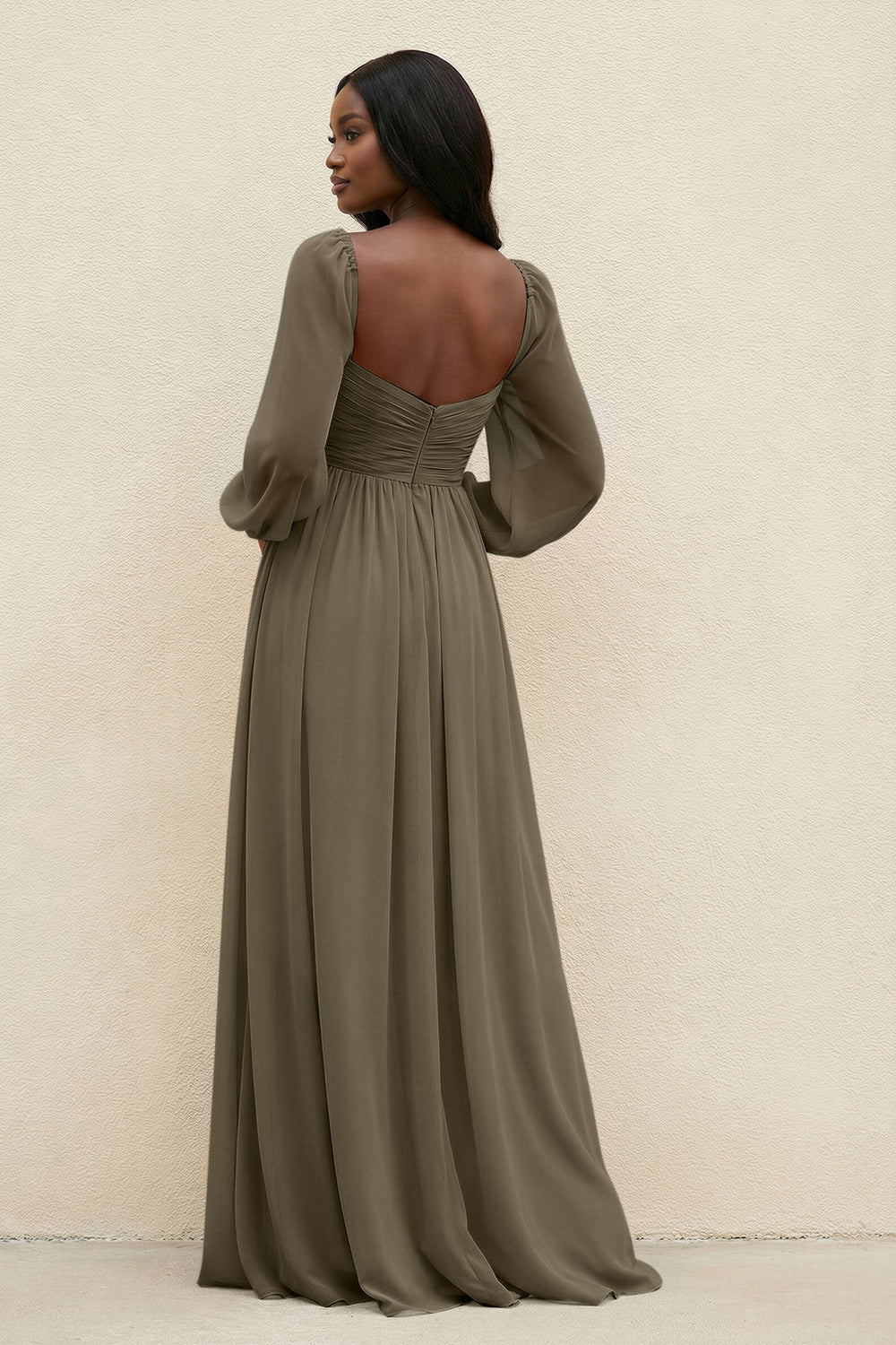 Sweetheart Long Sleeve A - Line Bridesmaid Dress in Willow Green - KISS BRIDAL Bridesmaid Dresses