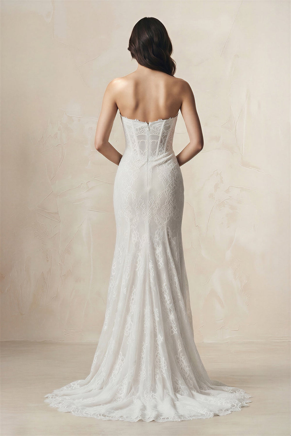 Sweetheart Mermaid Lace Corset Wedding Dress in White - KISS BRIDAL Wedding Dresses