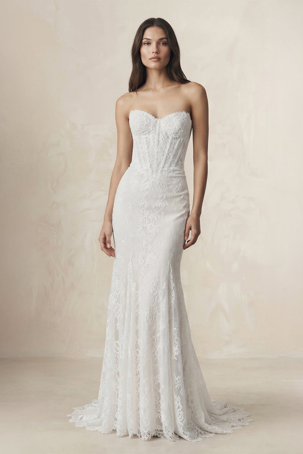 Sweetheart Mermaid Lace Corset Wedding Dress in White - KISS BRIDAL Wedding Dresses