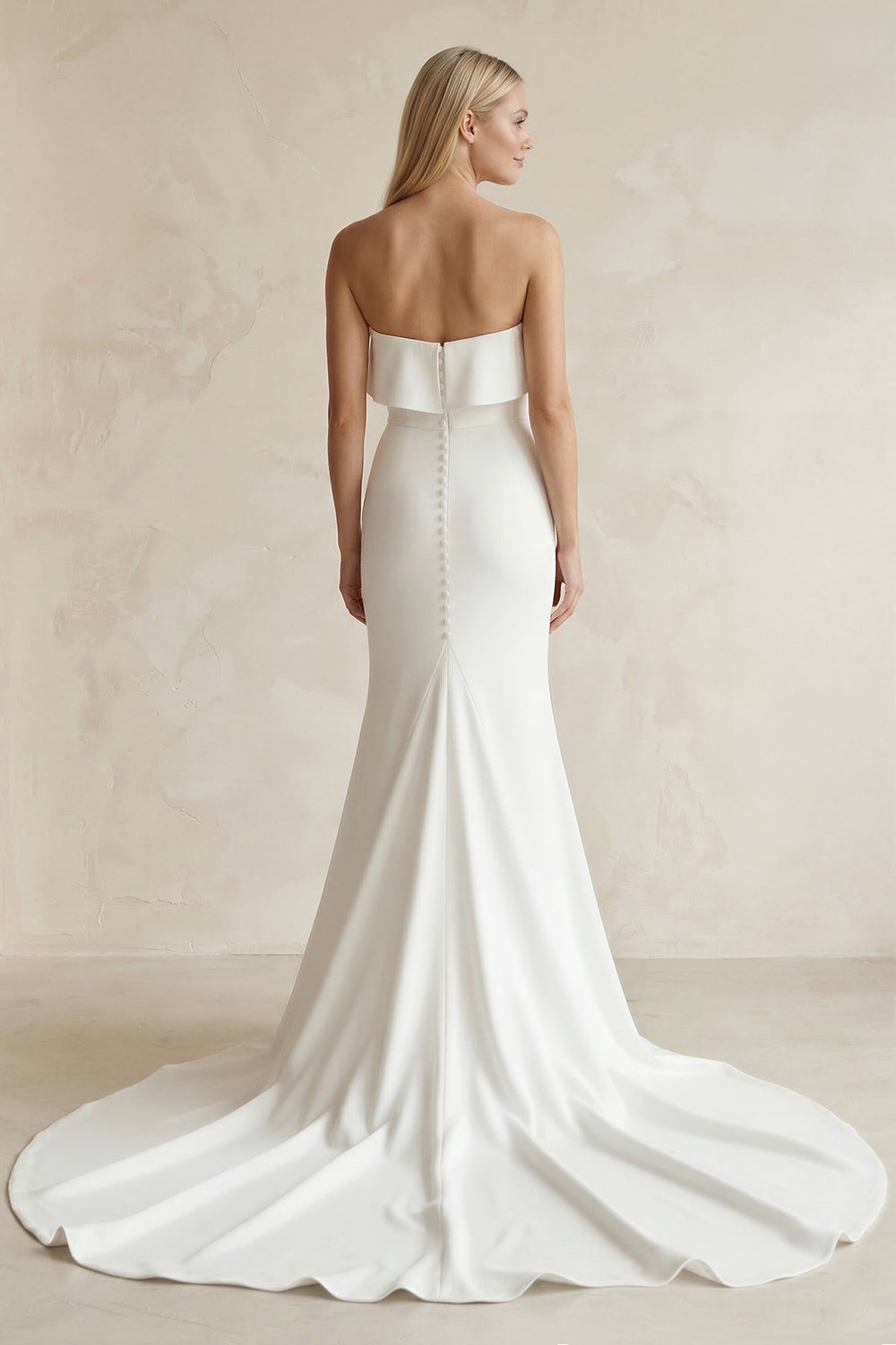 Sweetheart Mermaid Satin Ruffled Wedding Dress in White - KISS BRIDAL Wedding Dresses