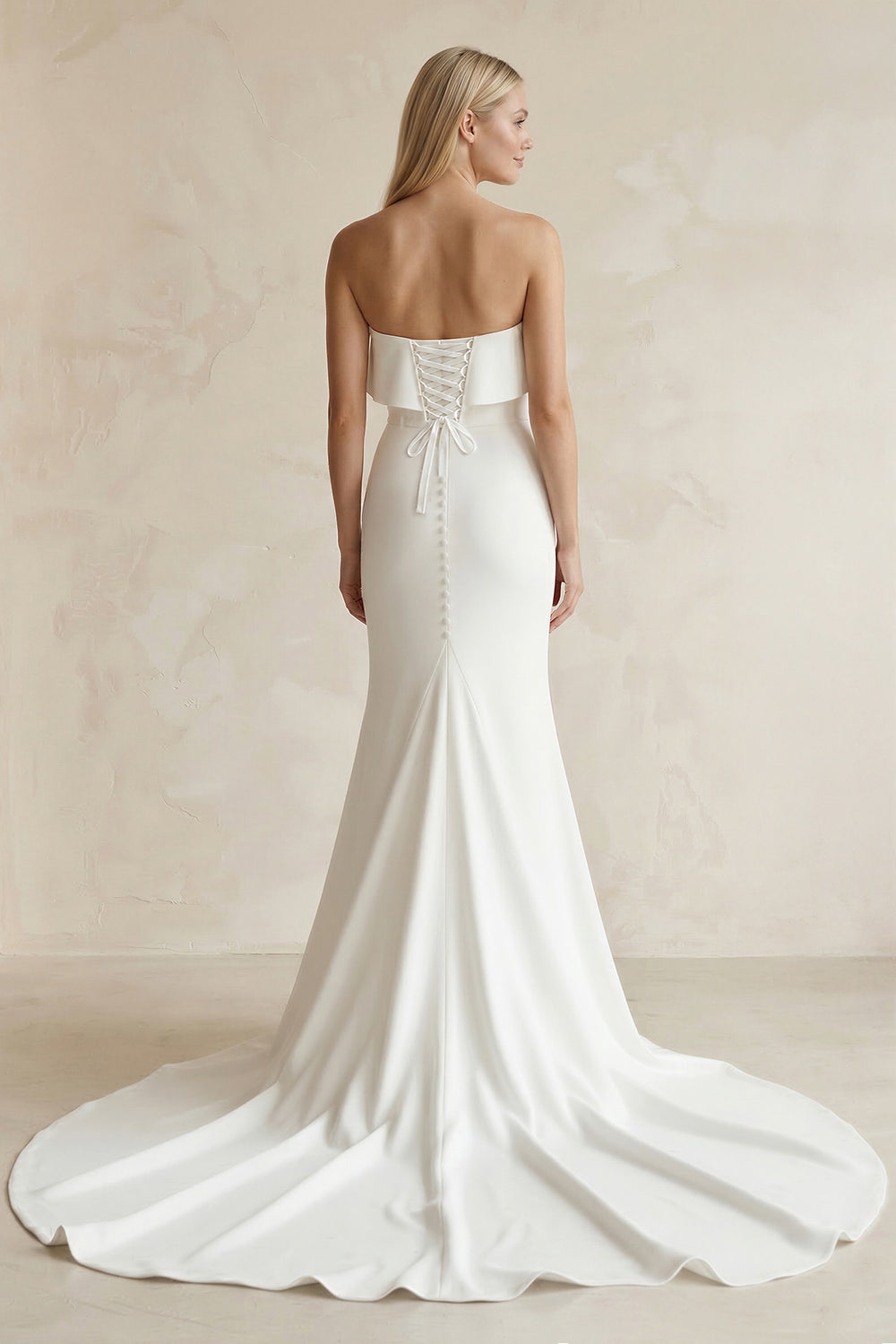 Sweetheart Mermaid Satin Ruffled Wedding Dress in White - KISS BRIDAL Wedding Dresses