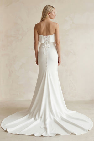 Sweetheart Mermaid Satin Ruffled Wedding Dress in White - KISS BRIDAL Wedding Dresses