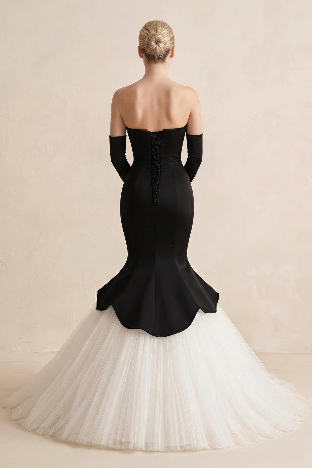 Sweetheart Mermaid Satin Tulle Wedding Dress in Black - KISS BRIDAL Wedding Dresses