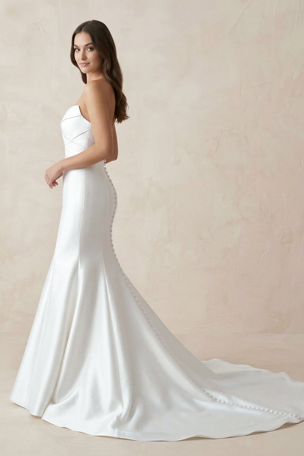 Sweetheart Mermaid Satin Wedding Dress in White - KISS BRIDAL Wedding Dresses
