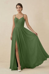Sweetheart A-Line Chiffon Bridesmaid Dress in Moss