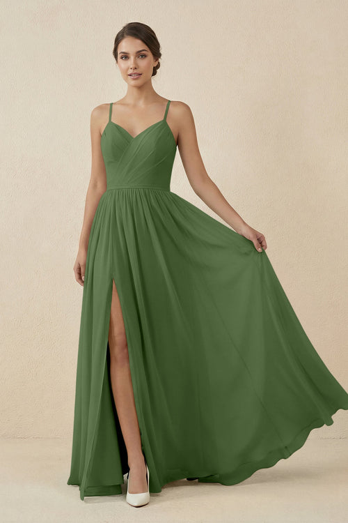 Sweetheart A-Line Chiffon Bridesmaid Dress in Moss
