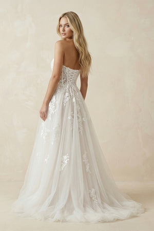 Sweetheart Tulle A - Line Appliqued Wedding Dress in Ivory - KISS BRIDAL Wedding Dresses