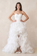Sweetheart Organza High Low Wedding Dress in White - KISS BRIDAL Wedding Dresses