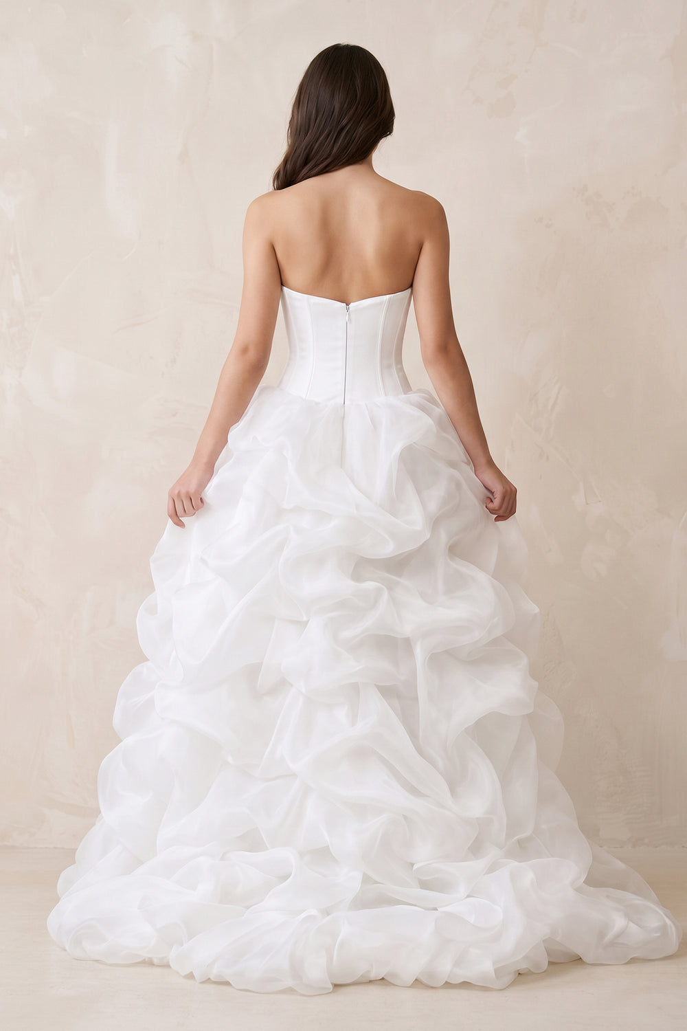 Sweetheart Organza High Low Wedding Dress in White - KISS BRIDAL Wedding Dresses