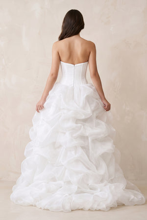 Sweetheart Organza High Low Wedding Dress in White - KISS BRIDAL Wedding Dresses