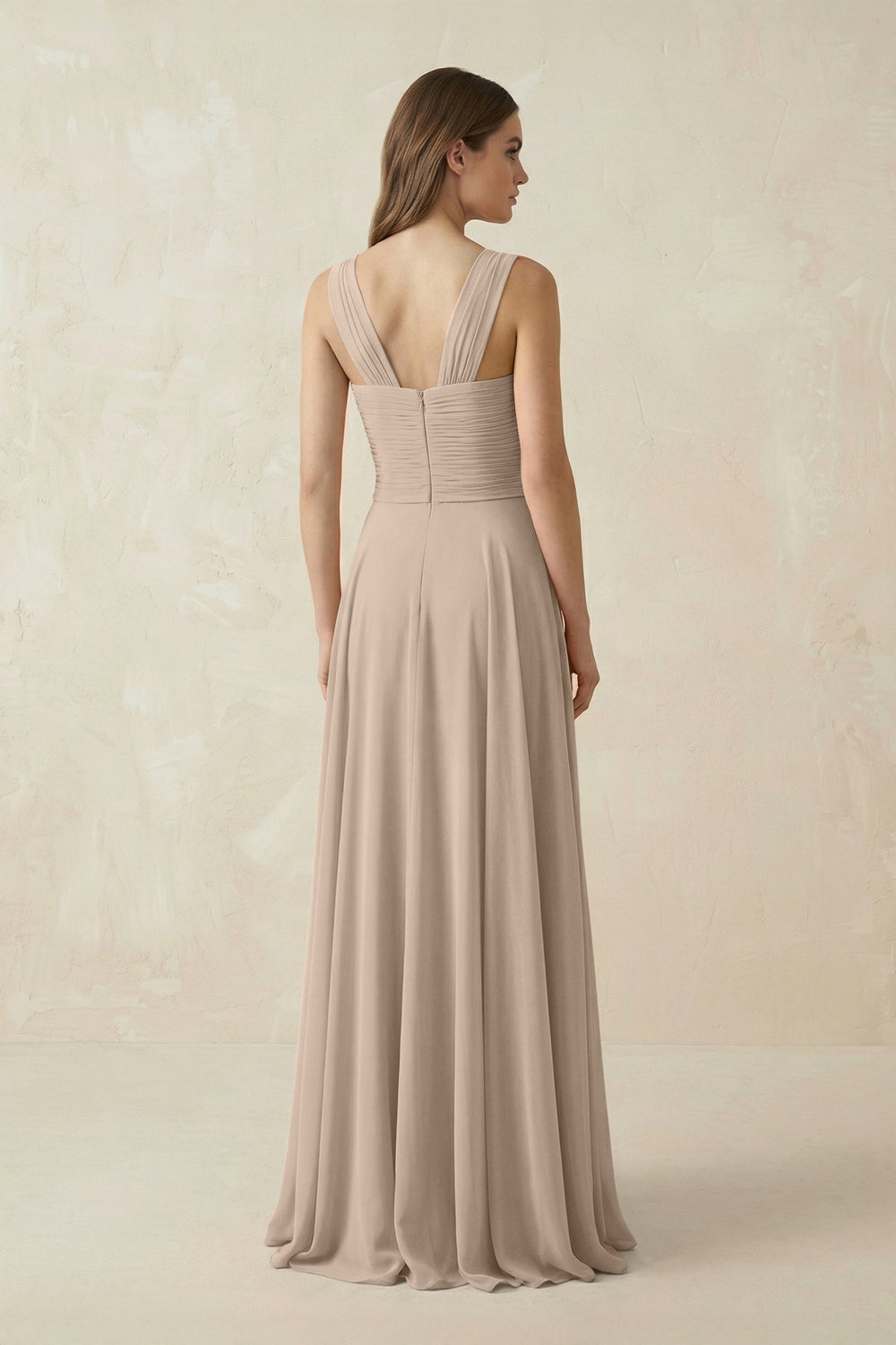 Sweetheart Pleated A - Line Chiffon Bridesmaid Dress in Almond - KISS BRIDAL Bridesmaid Dresses
