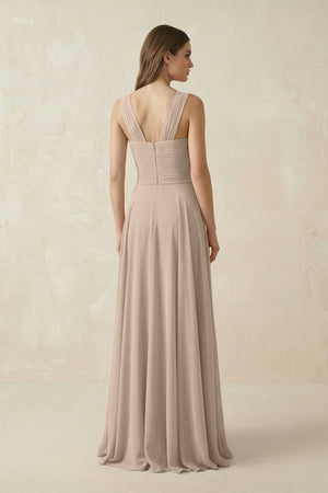 Sweetheart Pleated A - Line Chiffon Bridesmaid Dress in Almond - SHE IS ME Bridesmaid Dresses