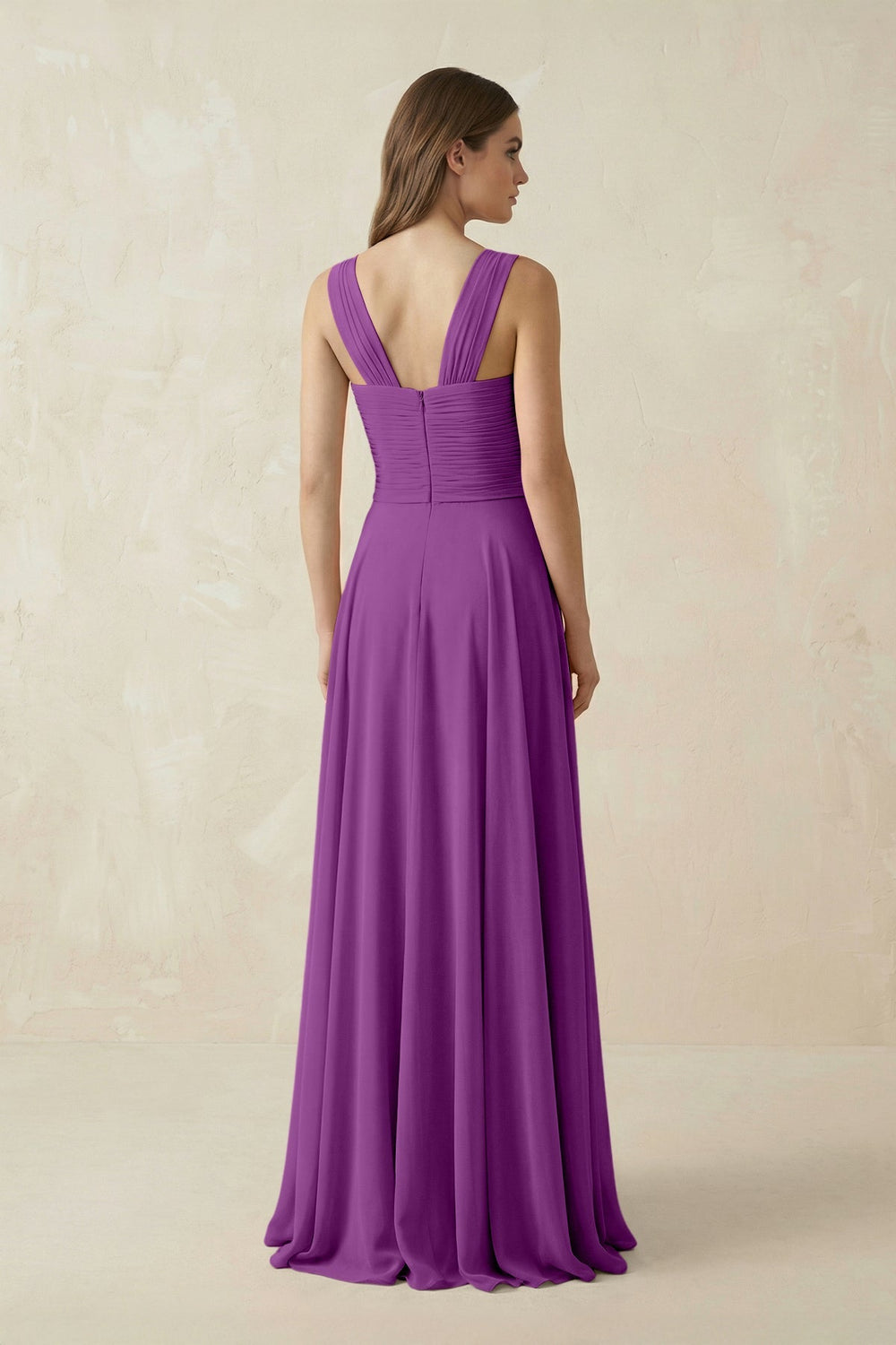 Sweetheart Pleated A - Line Chiffon Bridesmaid Dress in Amethyst - KISS BRIDAL Bridesmaid Dresses