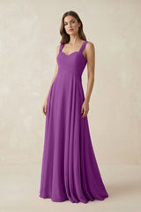 Sweetheart Pleated A - Line Chiffon Bridesmaid Dress in Amethyst - KISS BRIDAL Bridesmaid Dresses