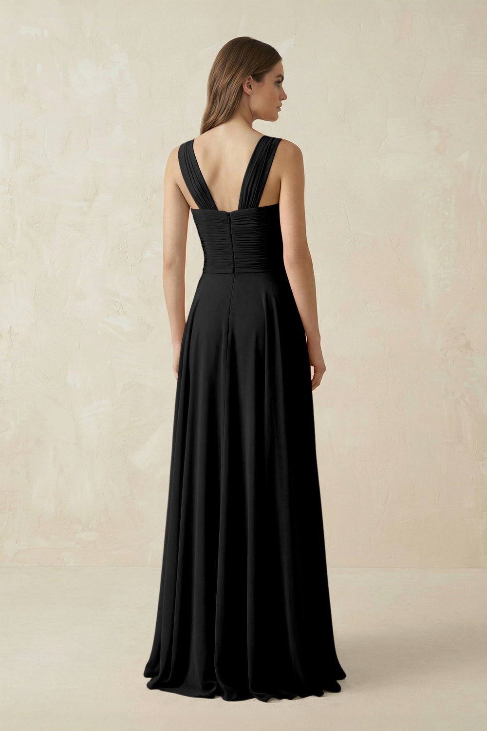 Sweetheart Pleated A - Line Chiffon Bridesmaid Dress in Black - KISS BRIDAL Bridesmaid Dresses