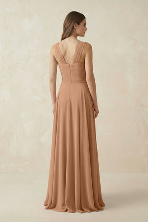 Sweetheart Pleated A - Line Chiffon Bridesmaid Dress in Bronzer - SHE IS ME Bridesmaid Dresses