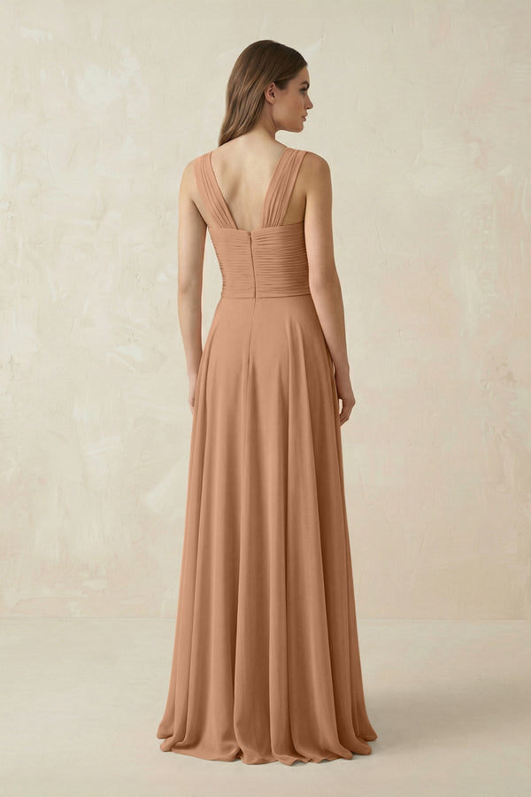 Sweetheart Pleated A - Line Chiffon Bridesmaid Dress in Bronzer - SHE IS ME Bridesmaid Dresses