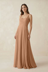 Sweetheart Pleated A - Line Chiffon Bridesmaid Dress in Bronzer - KISS BRIDAL Bridesmaid Dresses