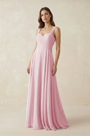 Sweetheart Pleated A - Line Chiffon Bridesmaid Dress in Candy Pink - SHE IS ME Bridesmaid Dresses
