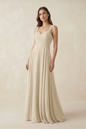 Sweetheart Pleated A - Line Chiffon Bridesmaid Dress in Champagne - SHE IS ME Bridesmaid Dresses