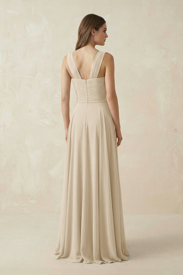 Sweetheart Pleated A - Line Chiffon Bridesmaid Dress in Champagne - SHE IS ME Bridesmaid Dresses