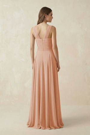 Sweetheart Pleated A - Line Chiffon Bridesmaid Dress in Champagne Rose - SHE IS ME Bridesmaid Dresses