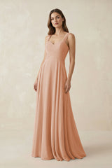 Sweetheart Pleated A - Line Chiffon Bridesmaid Dress in Champagne Rose - KISS BRIDAL Bridesmaid Dresses