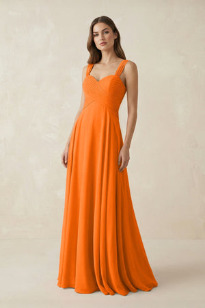 Sweetheart Pleated A - Line Chiffon Bridesmaid Dress in Cinnamon - SHE IS ME Bridesmaid Dresses