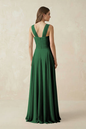 Sweetheart Pleated A - Line Chiffon Bridesmaid Dress in Dark Green - SHE IS ME Bridesmaid Dresses