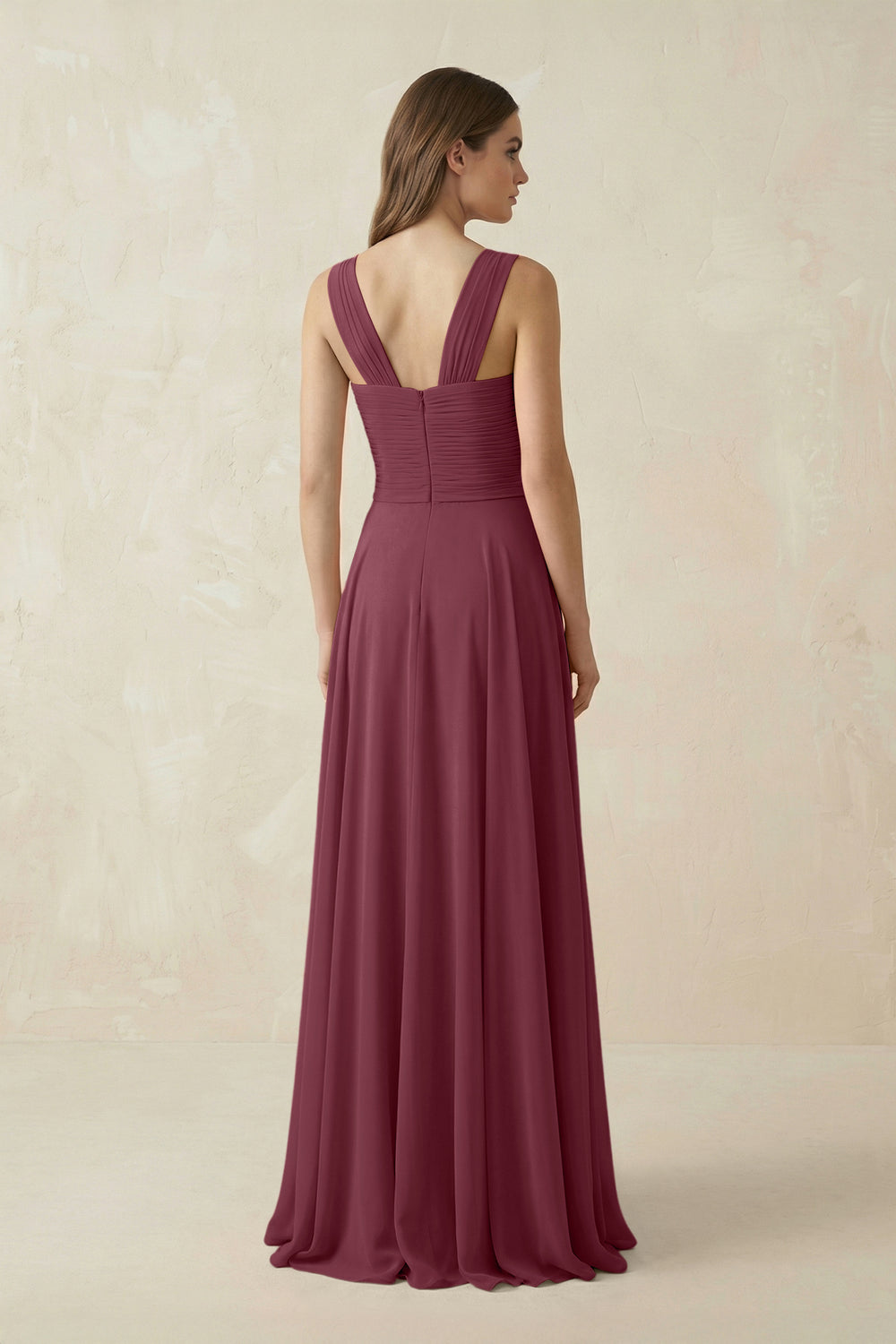 Sweetheart Pleated A-Line Chiffon Bridesmaid Dress in Desert Rose