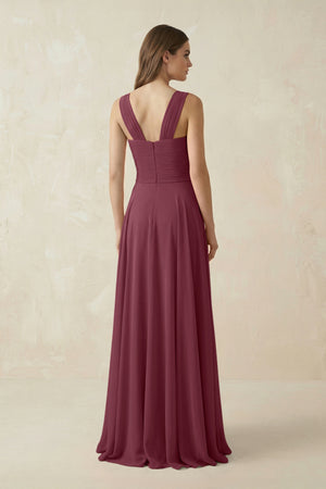 Sweetheart Pleated A-Line Chiffon Bridesmaid Dress in Desert Rose (2) | KISSBRIDAL
